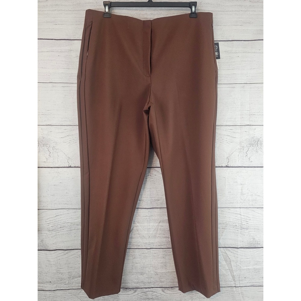Investments Woman 18W Reg Brown Slim Leg Stretch Dress Pants Slacks NWT 1528